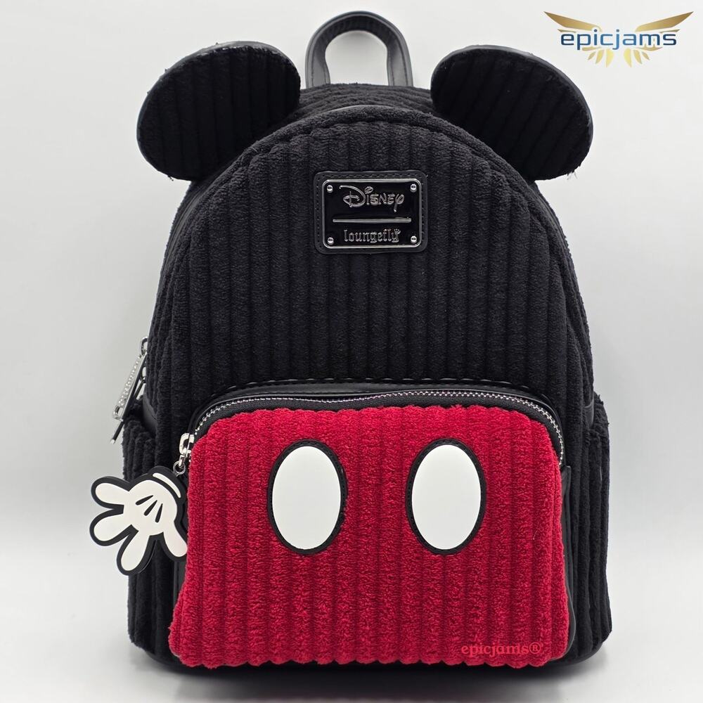 Loungefly Disney Mickey Mouse Exclusive Plush Corduroy Cosplay Mini Backpack New